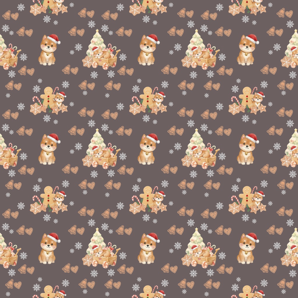 Shiba Inu × Christmas-B|クリスマス柄 くすみカラーのデジタルペーパー10枚セット(2柄)❀ 水彩画風