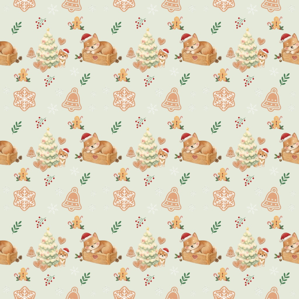 Shiba Inu × Christmas-B|クリスマス柄 くすみカラーのデジタルペーパー10枚セット(2柄)❀ 水彩画風