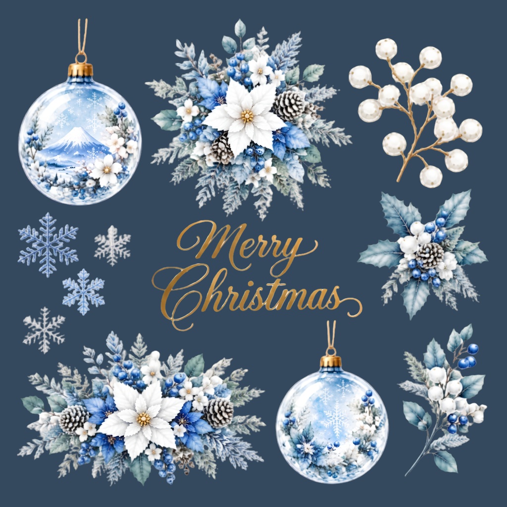 Christmas Ball - A × Digital Paper Pack – 10 sheets| 水彩画風デジタルペーパー