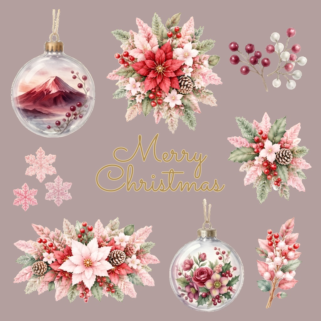 Christmas Ball - A × Digital Paper Pack – 10 sheets| 水彩画風デジタルペーパー