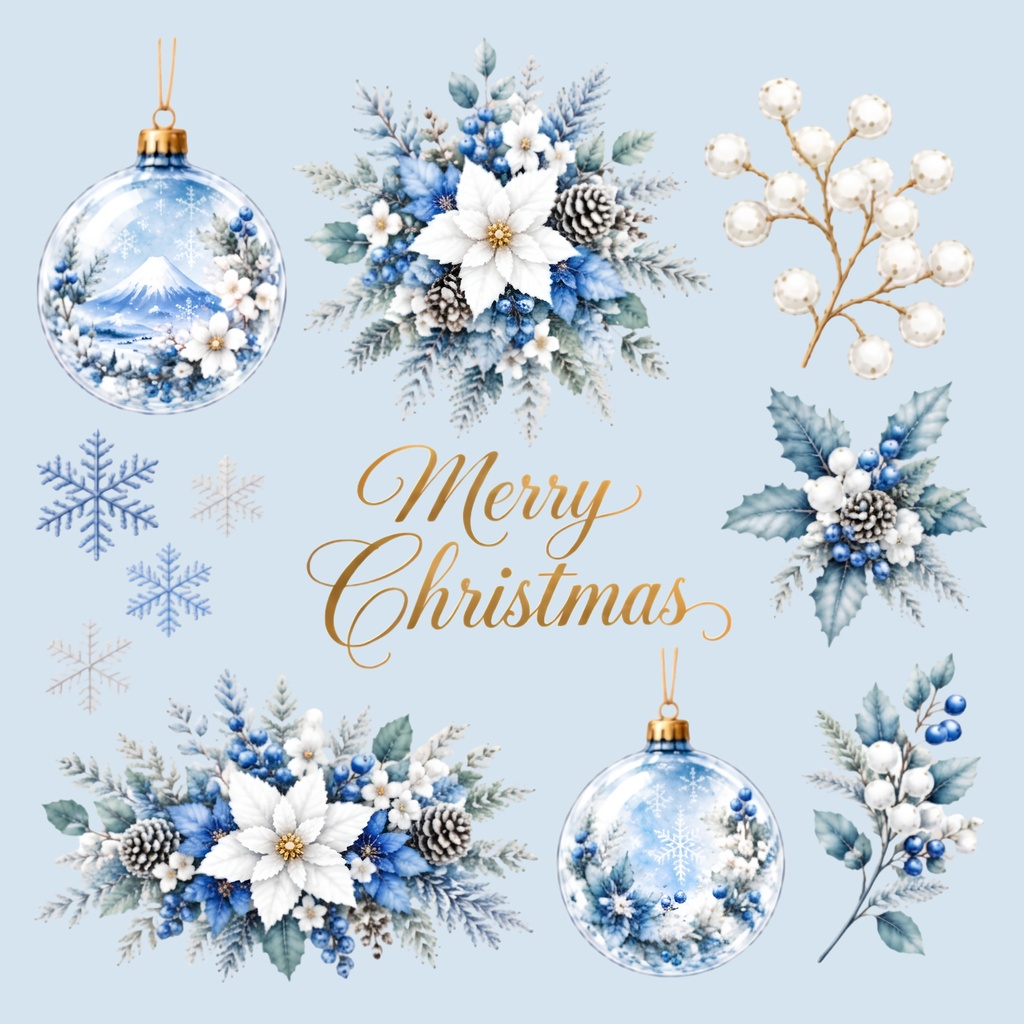 Christmas Ball - A × Digital Paper Pack – 10 sheets| 水彩画風デジタルペーパー