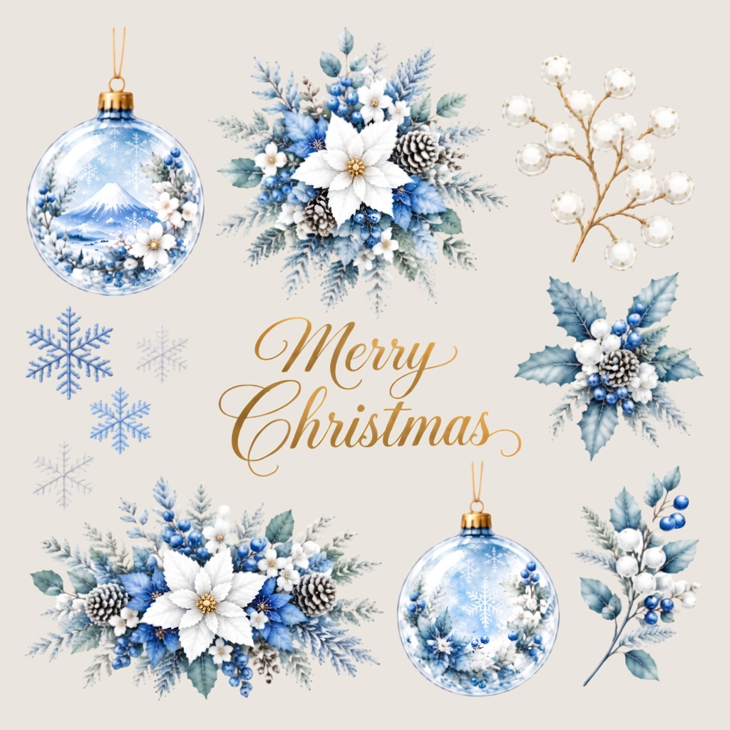 Christmas Ball - A × Digital Paper Pack – 10 sheets| 水彩画風デジタルペーパー