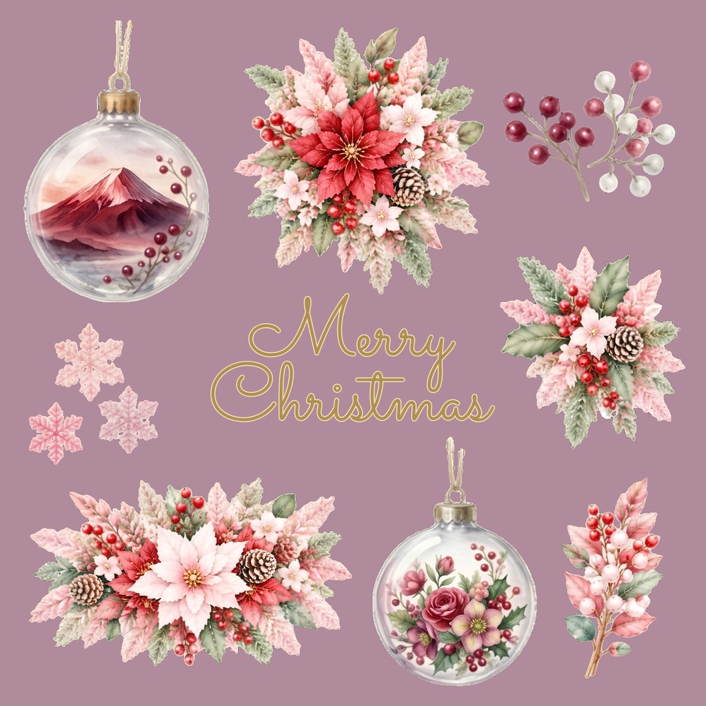 Christmas Ball - A × Digital Paper Pack – 10 sheets| 水彩画風デジタルペーパー