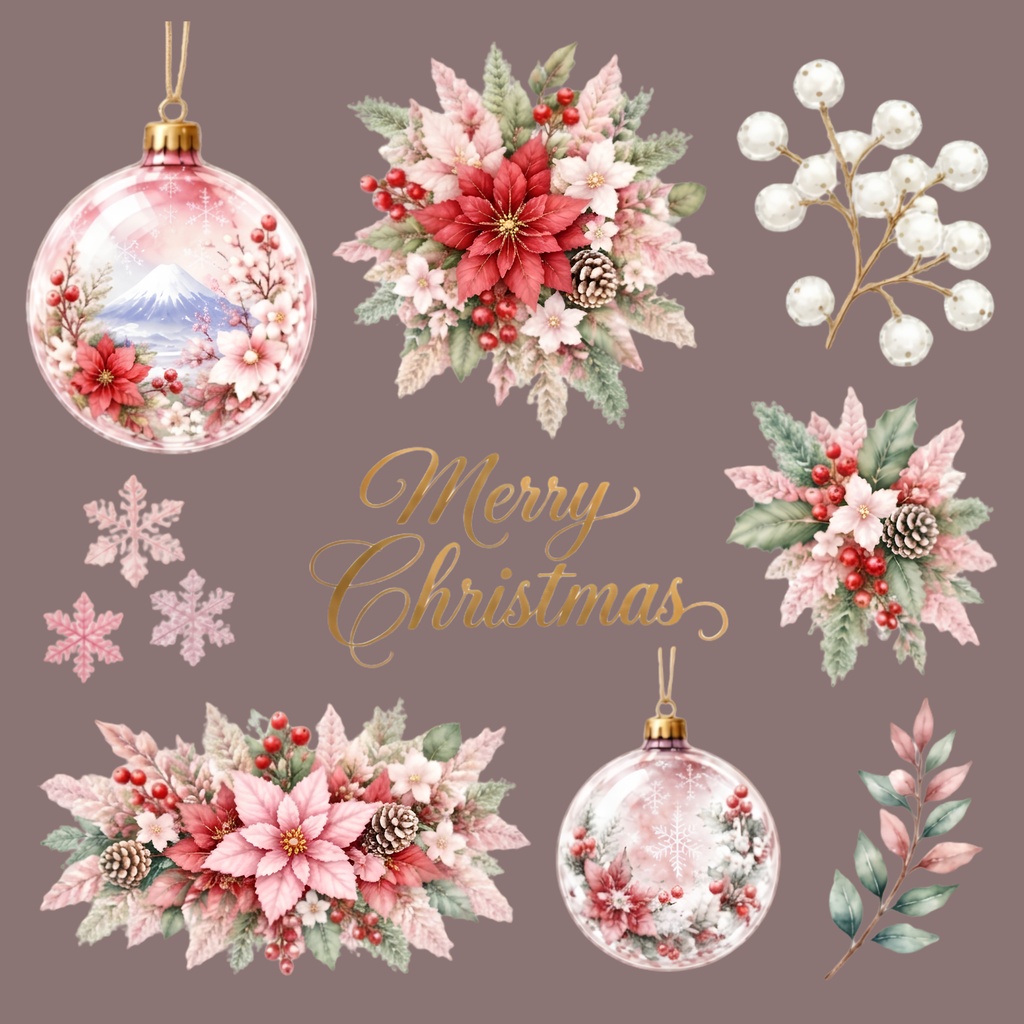 Christmas Ball - A × Digital Paper Pack – 10 sheets| 水彩画風デジタルペーパー