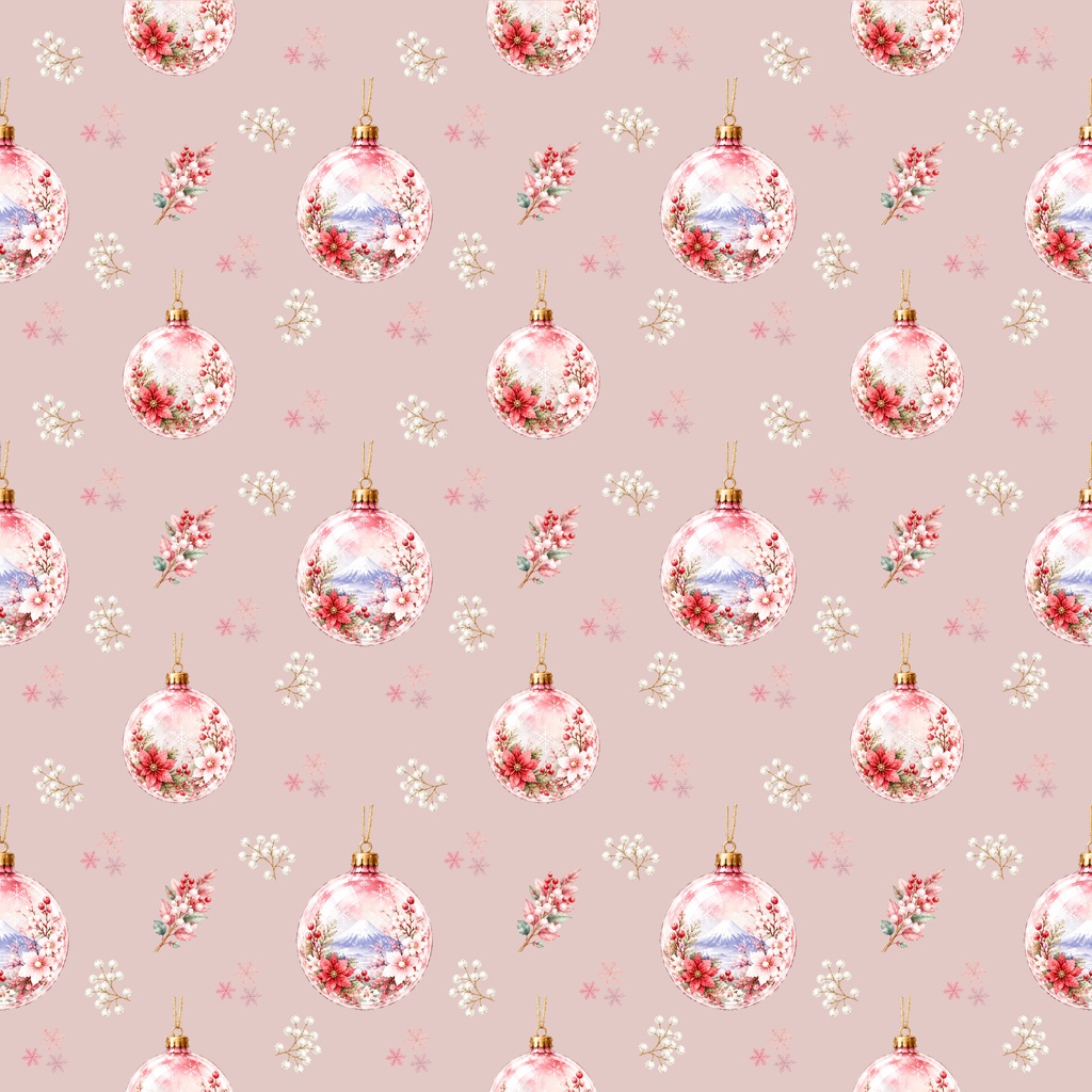 Christmas Ball - B × Digital Paper Pack – 10 sheets (4Pattern)| 水彩画風デジタルペーパー