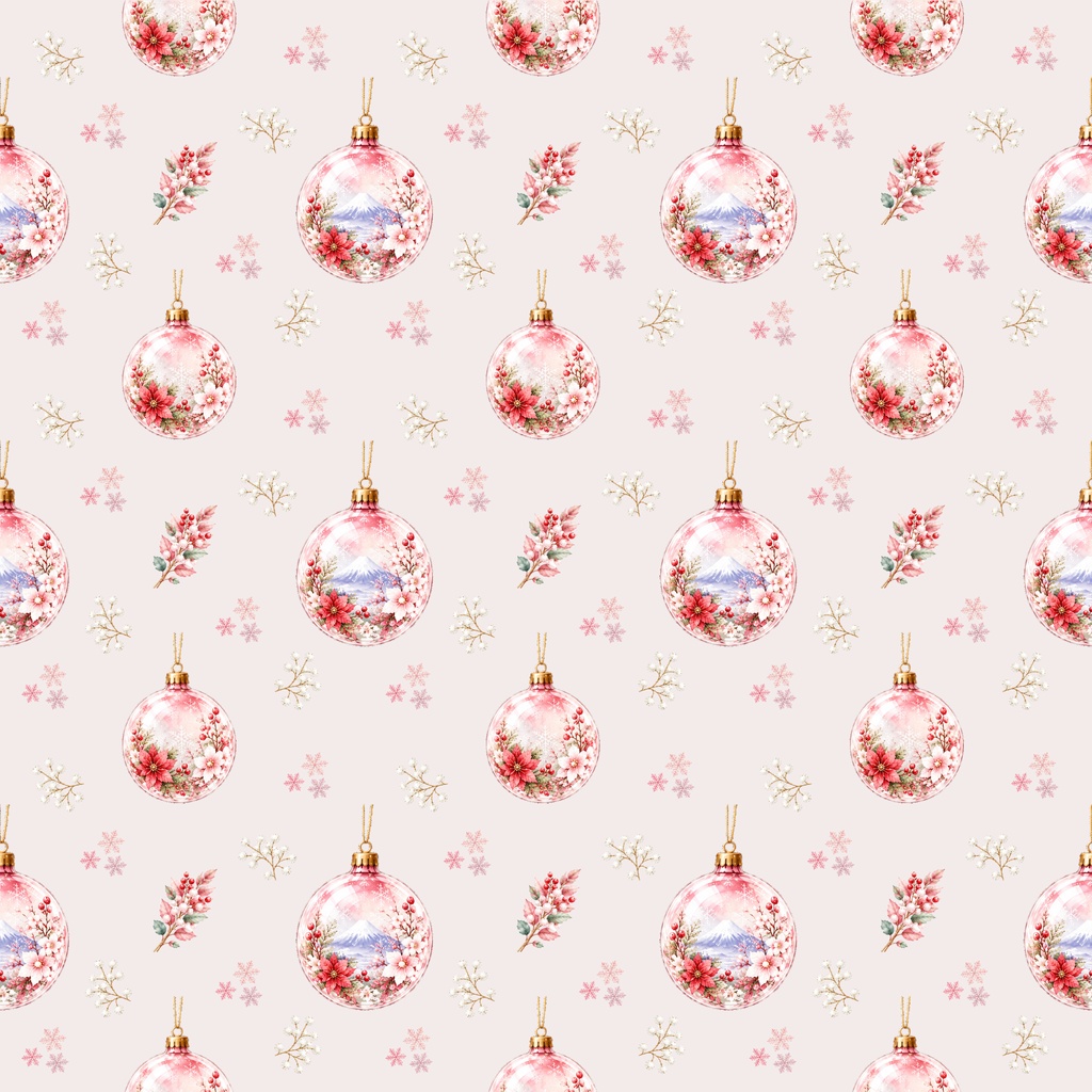 Christmas Ball - B × Digital Paper Pack – 10 sheets (4Pattern)| 水彩画風デジタルペーパー