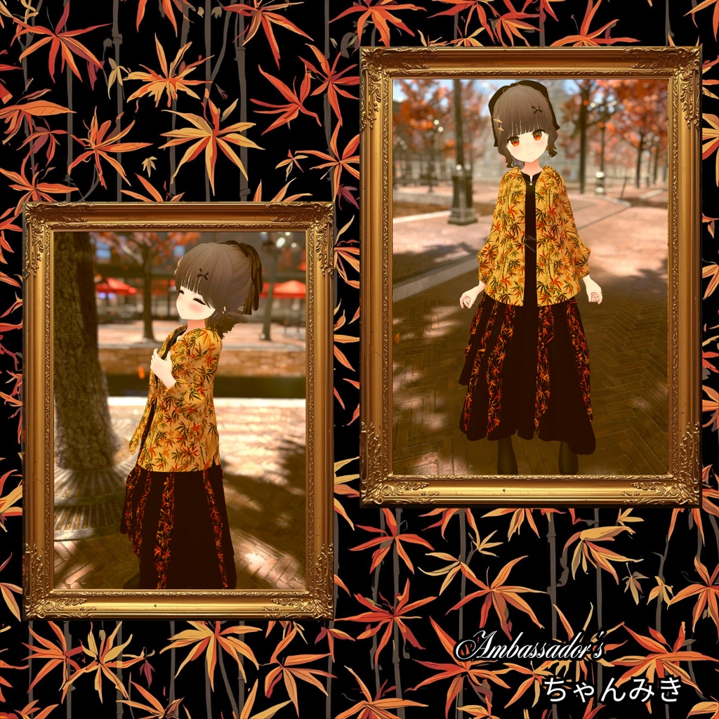 チャイナ風秋ドレス【VRChat　ASH用衣装】