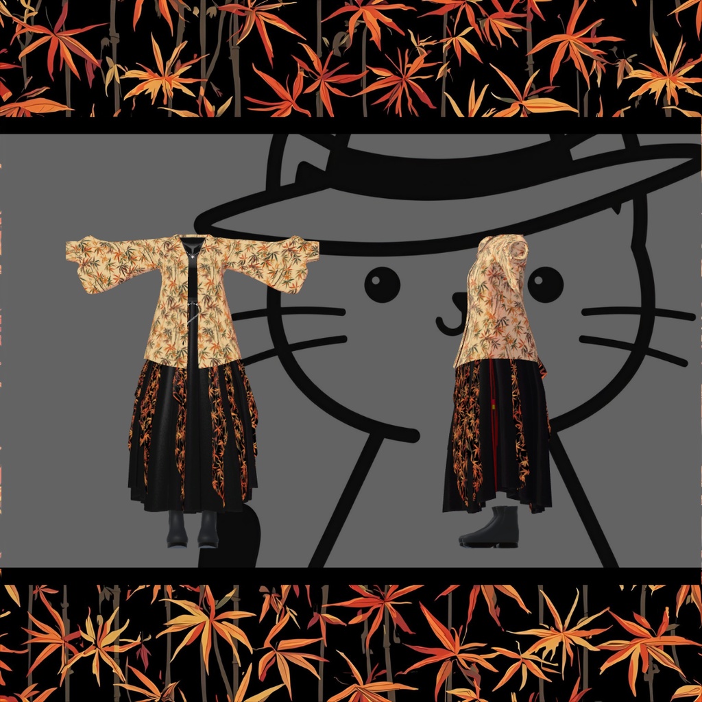 チャイナ風秋ドレス【VRChat ASH用衣装】