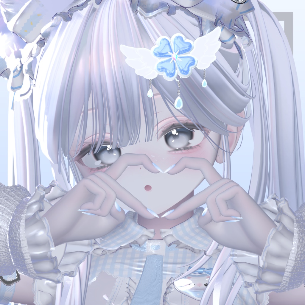 【揺れるアクセサリー】Clover✖Wing -Hair pin-【VRC想定】