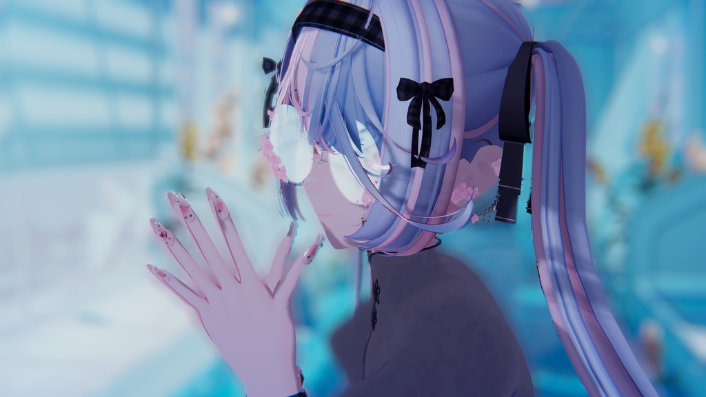 【揺れるアクセサリー】紫陽花の涙 -Glasses & Earrings-【VRC想定・シェイプキー搭載】