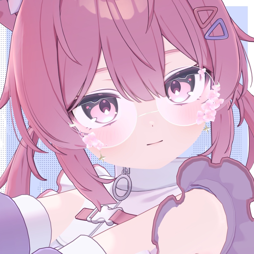 【揺れるアクセサリー】紫陽花の涙 -Glasses & Earrings-【VRC想定・シェイプキー搭載】