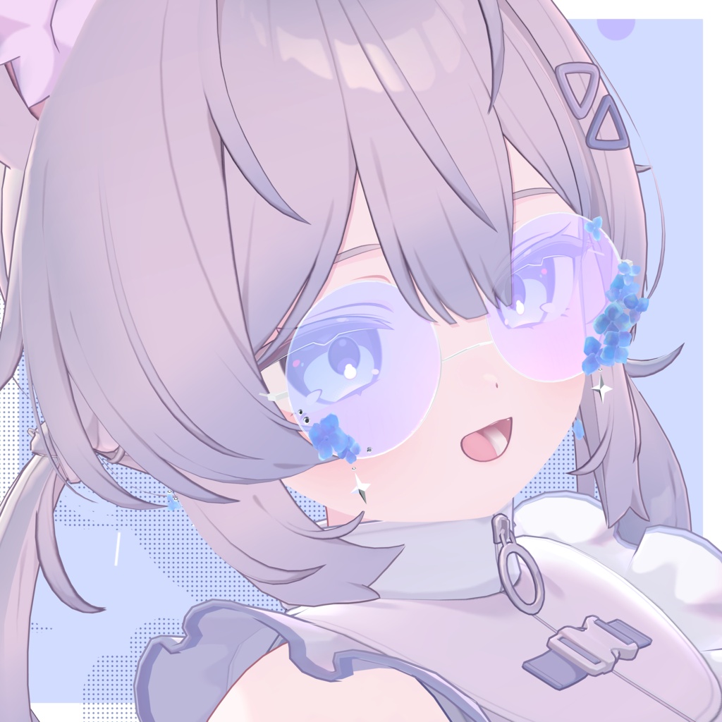 【揺れるアクセサリー】紫陽花の涙 -Glasses & Earrings-【VRC想定・シェイプキー搭載】