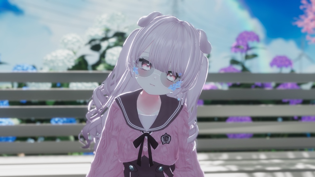 【揺れる】紫陽花の涙 -Glasses & Earrings-【VRC想定・シェイプキー搭載】