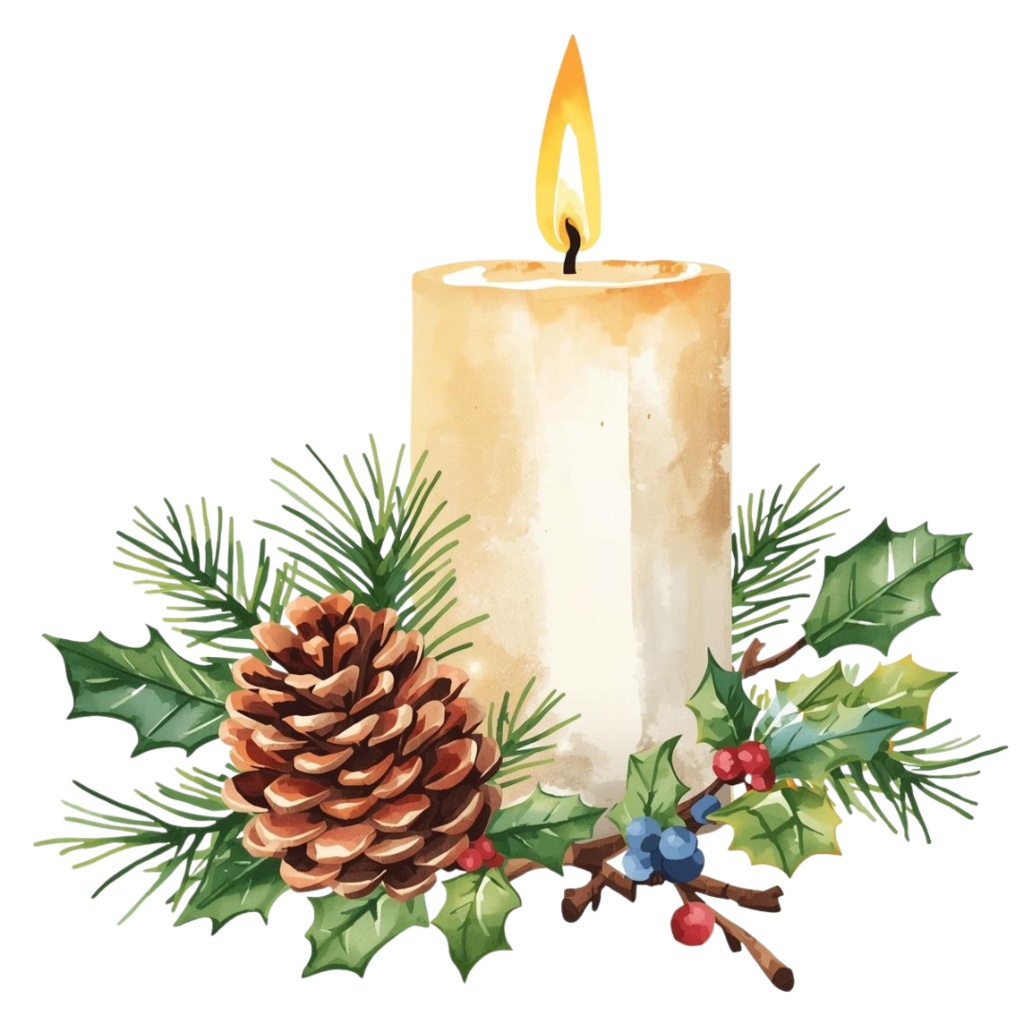 【水彩画風】エレガントなクリスマスモチーフ クリップアート 11点セット/ PNG透過