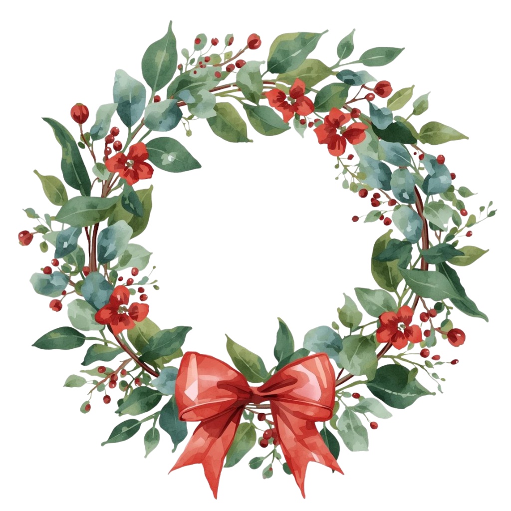 【水彩画風】エレガントなクリスマスモチーフ クリップアート 11点セット/ PNG透過