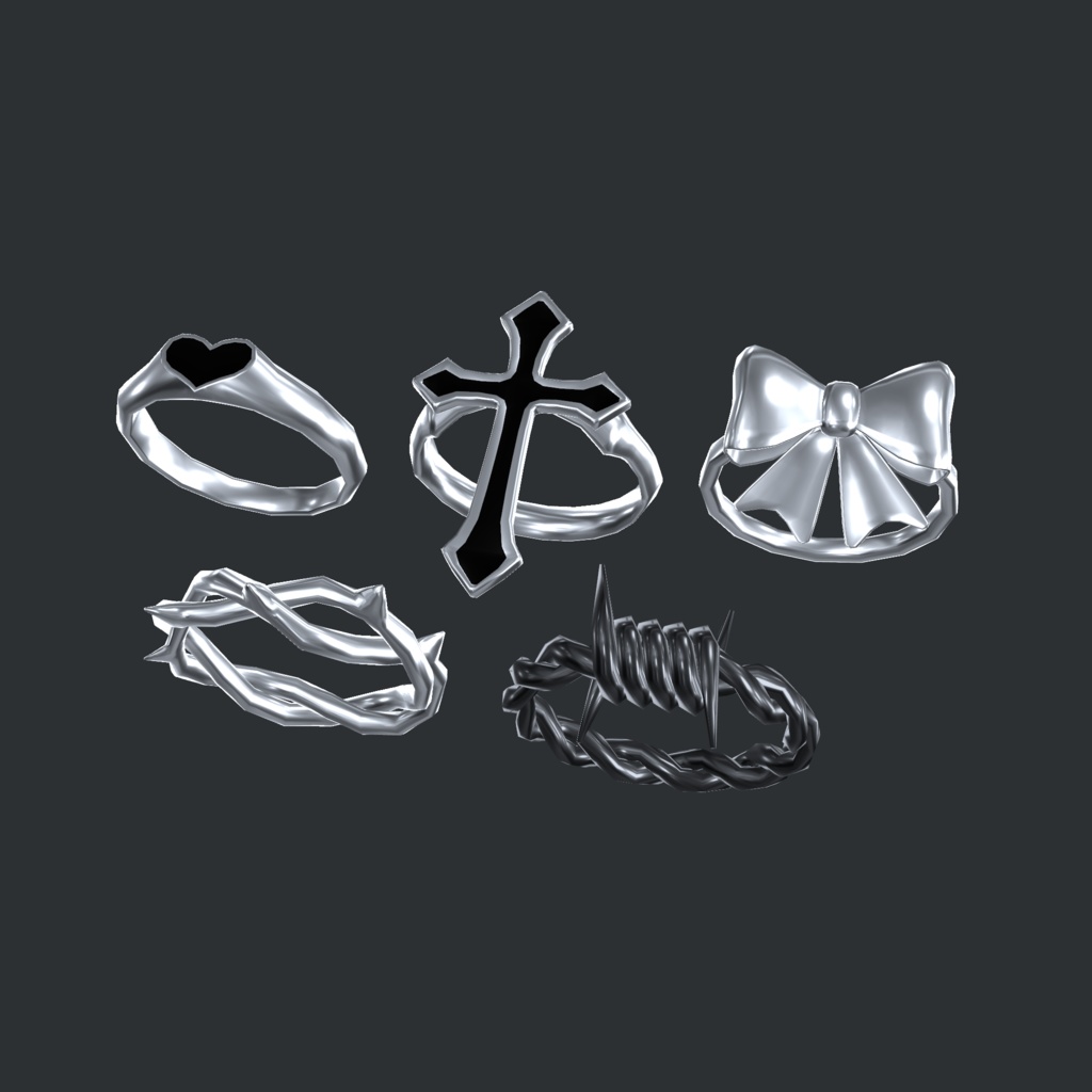 【VRChat】Gothpunk Ring Set 指輪