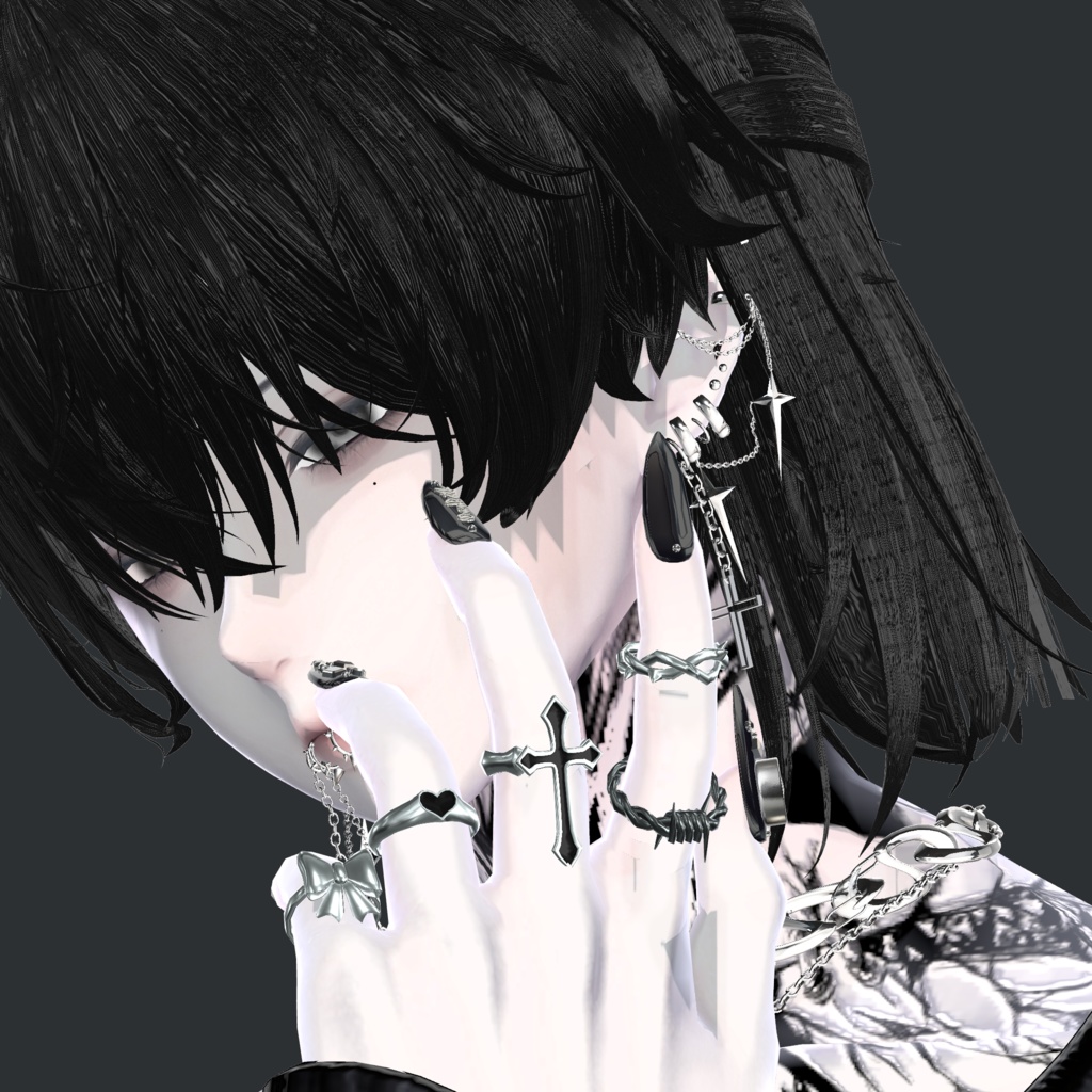 【VRChat】Gothpunk Ring Set 指輪