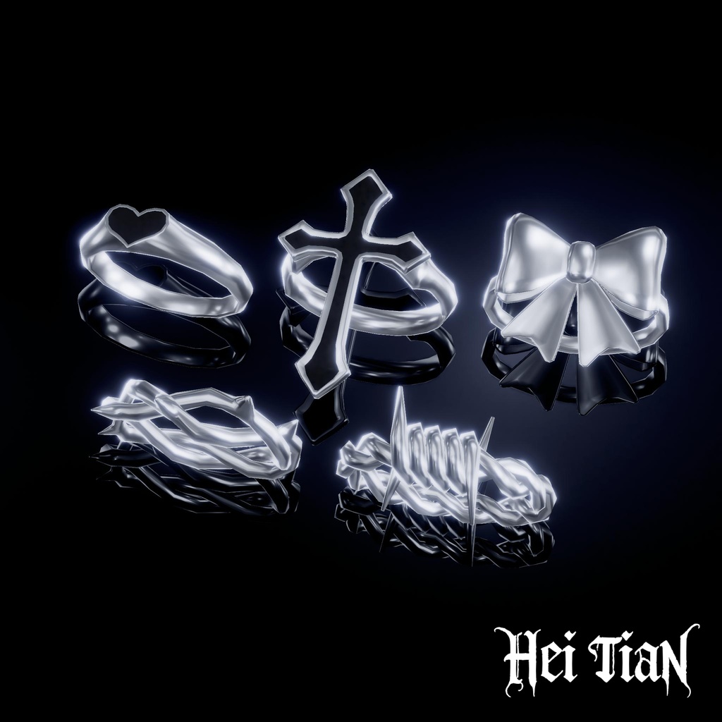 【VRChat】Gothpunk Ring Set 指輪