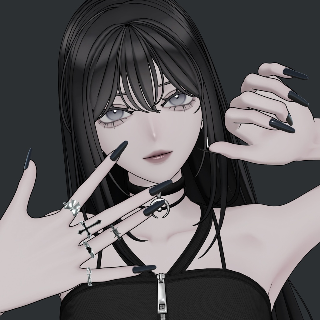 【VRChat】Gothpunk Ring Set 指輪