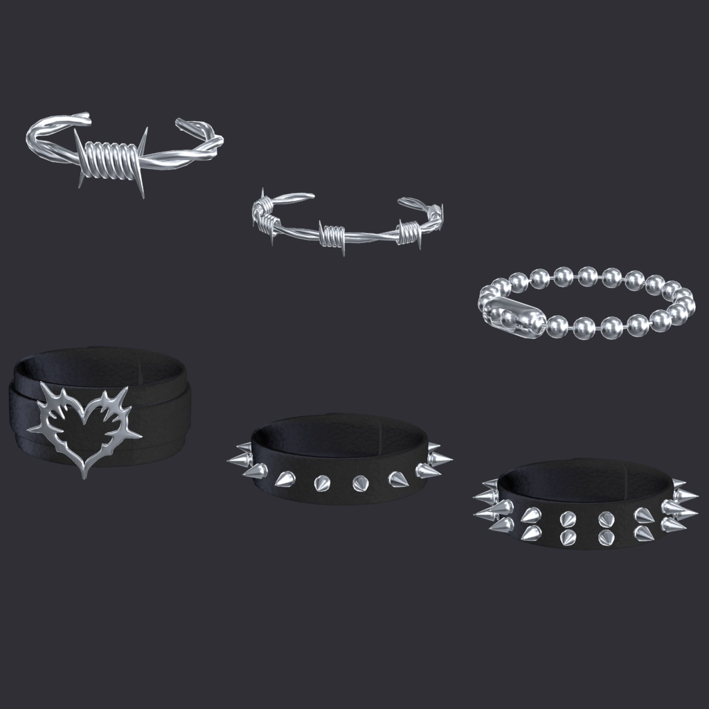 【VRChat】Gothpunk Bracelet Set ブレスレット