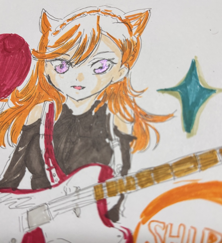 【手描き原画】かのんちゃんとエレキギター【一点もの】