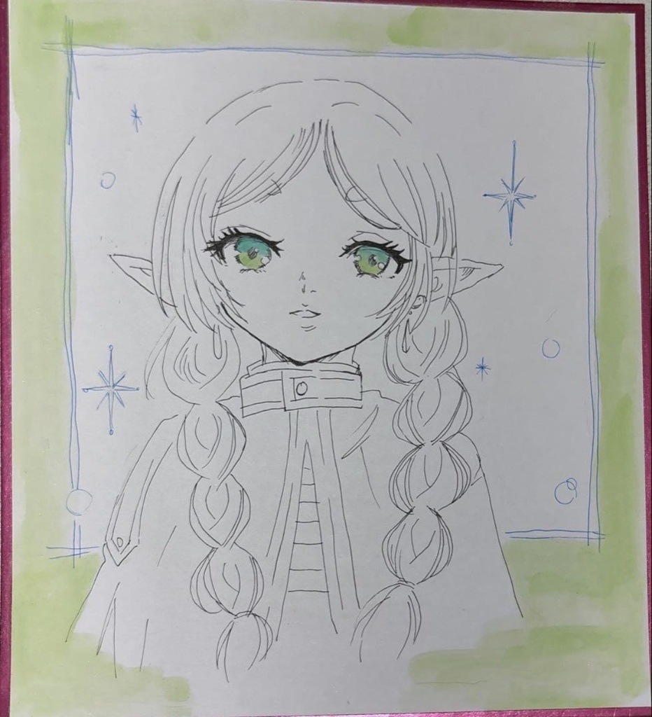 【手描きイラスト 】原画 葬送のフリーレン フリーレンファンアート色紙 【水彩】