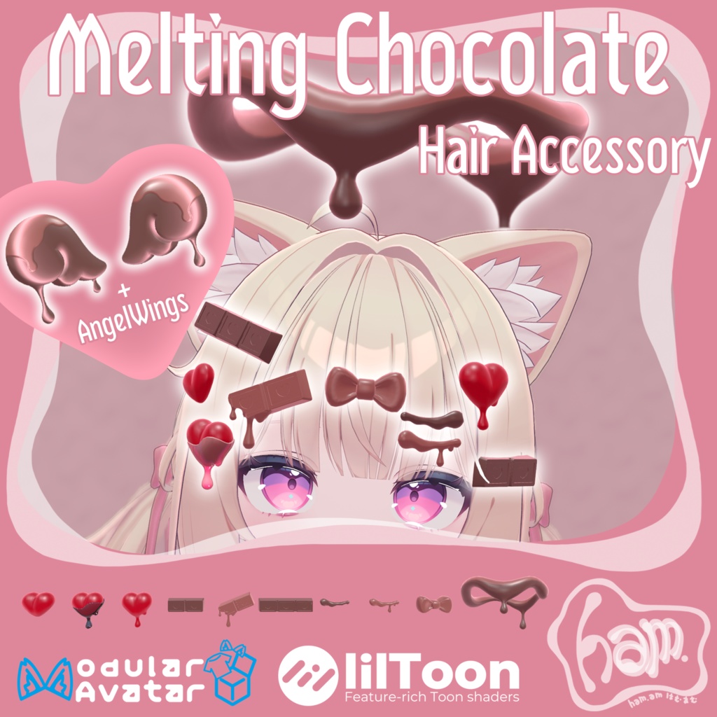 【VRC想定･MA対応】溶けチョコヘアアクセ Melting Chocolate Hair Accessory【アクセサリー】