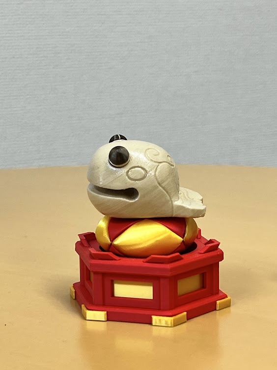 【3Dプリント用STLデータ】カエルキャラクター風 木魚モデル(パーツ分割版)