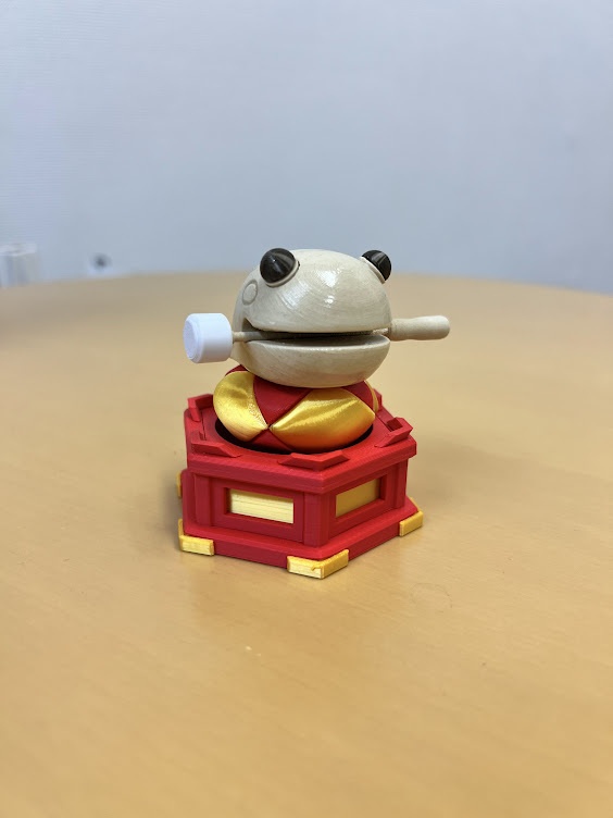 【3Dプリント用STLデータ】カエルキャラクター風 木魚モデル（パーツ分割版）