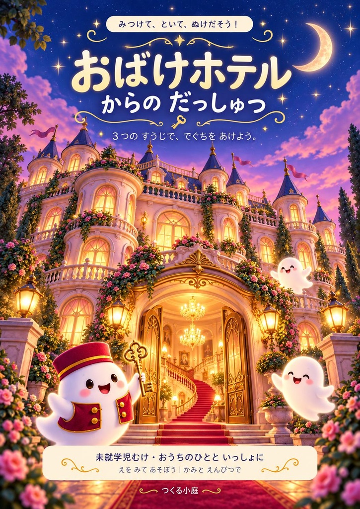 【未就学児向け】おばけホテルからのだっしゅつ｜親子で遊ぶ探し絵・道探しPDF