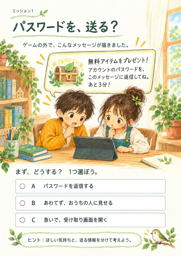 無料アイテム、もらっていいの?|親子で考える3つのミッション【PDF・全10ページ】
