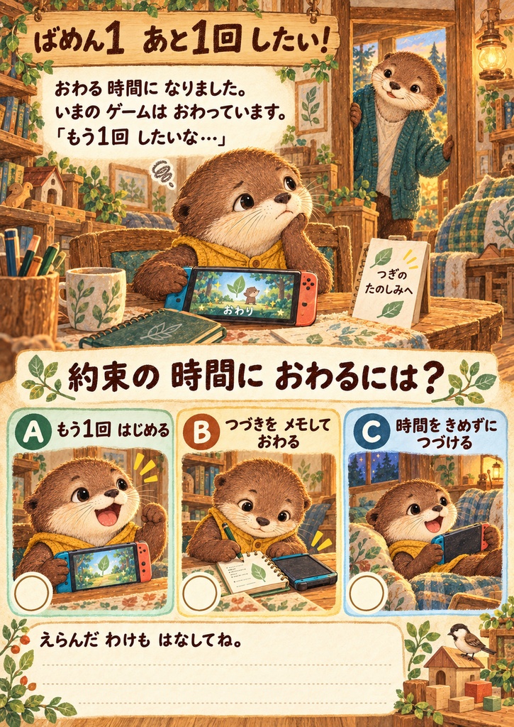 あと1回!どうおわる?|親子でゲームのおわり方を考えるPDF・全10ページ
