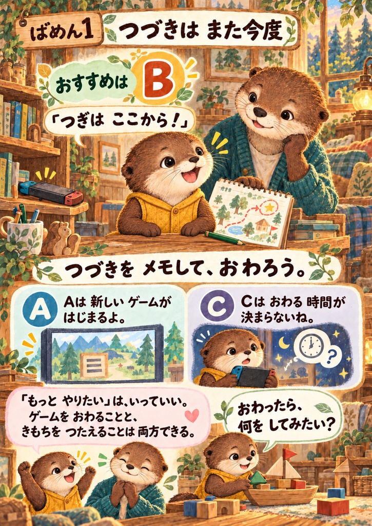 あと1回!どうおわる?|親子でゲームのおわり方を考えるPDF・全10ページ