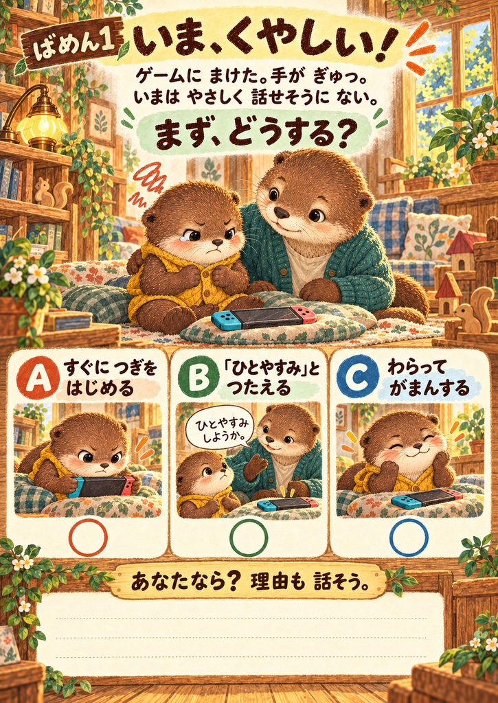 まけた!くやしい!どうする?|親子で考えるゲームの気もち【12ページPDF】
