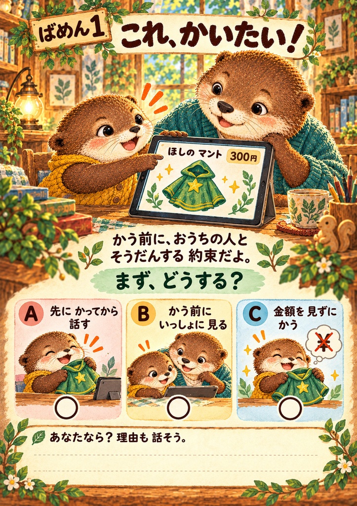 ゲームで買いたい!どう相談する?|親子で考えるお金と気もち【12ページPDF】
