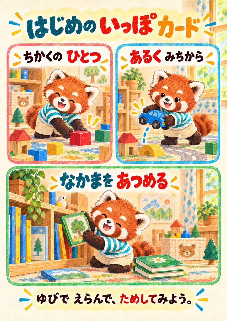 かたづけ、どこから?|最初の一つを親子で選ぶ絵本|24ページ・PDF