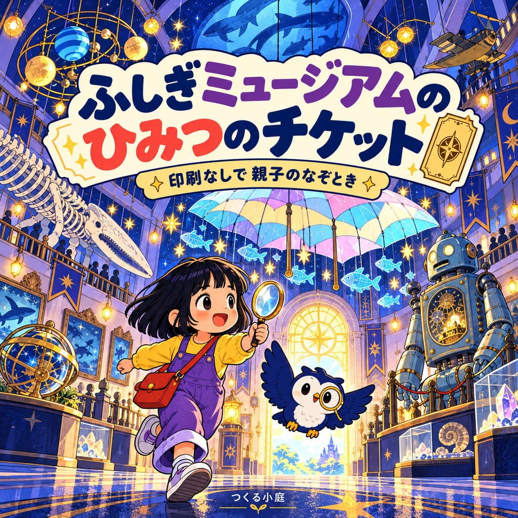 ふしぎミュージアムの ひみつのチケット｜親子で遊ぶ探し絵・なぞとき｜24ページPDF