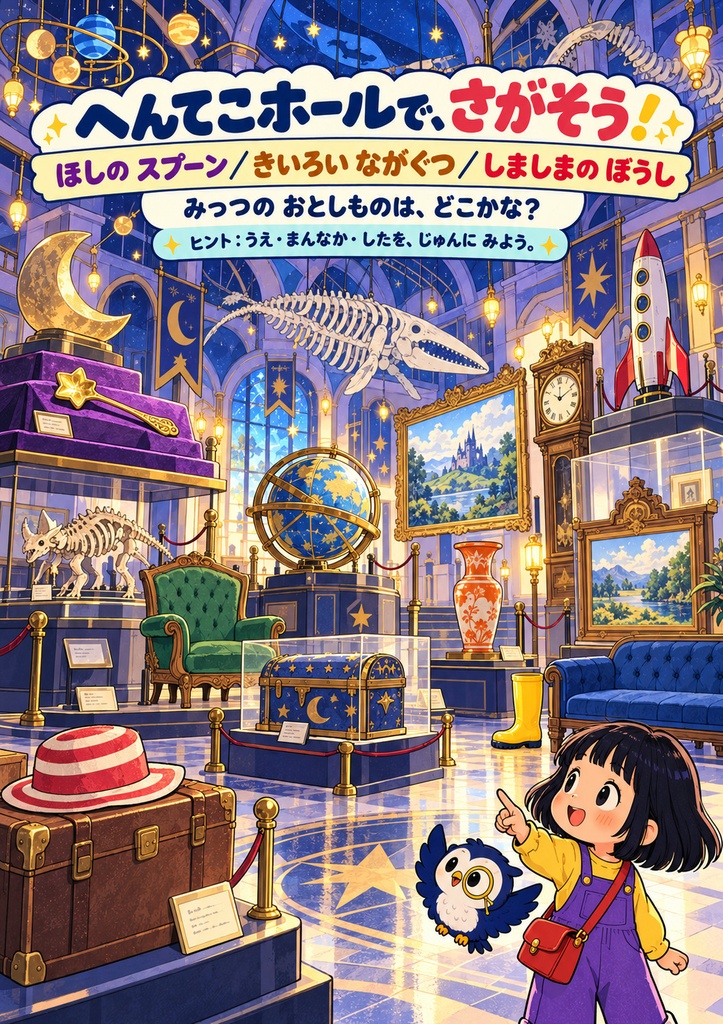 ふしぎミュージアムの ひみつのチケット|親子で遊ぶ探し絵・なぞとき|24ページPDF