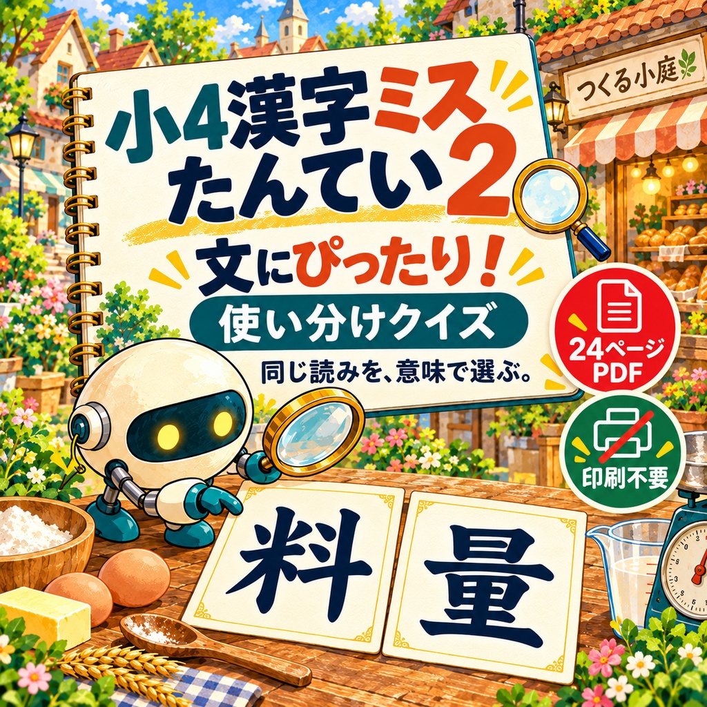小4漢字ミスたんてい2｜同じ読みの漢字を意味で選ぶ｜24ページPDF