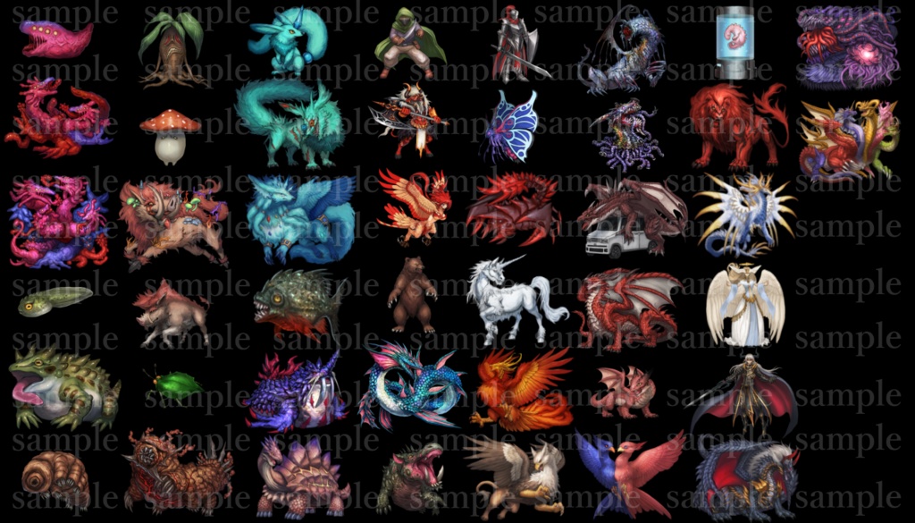 厚塗り風モンスター素材 合計432体