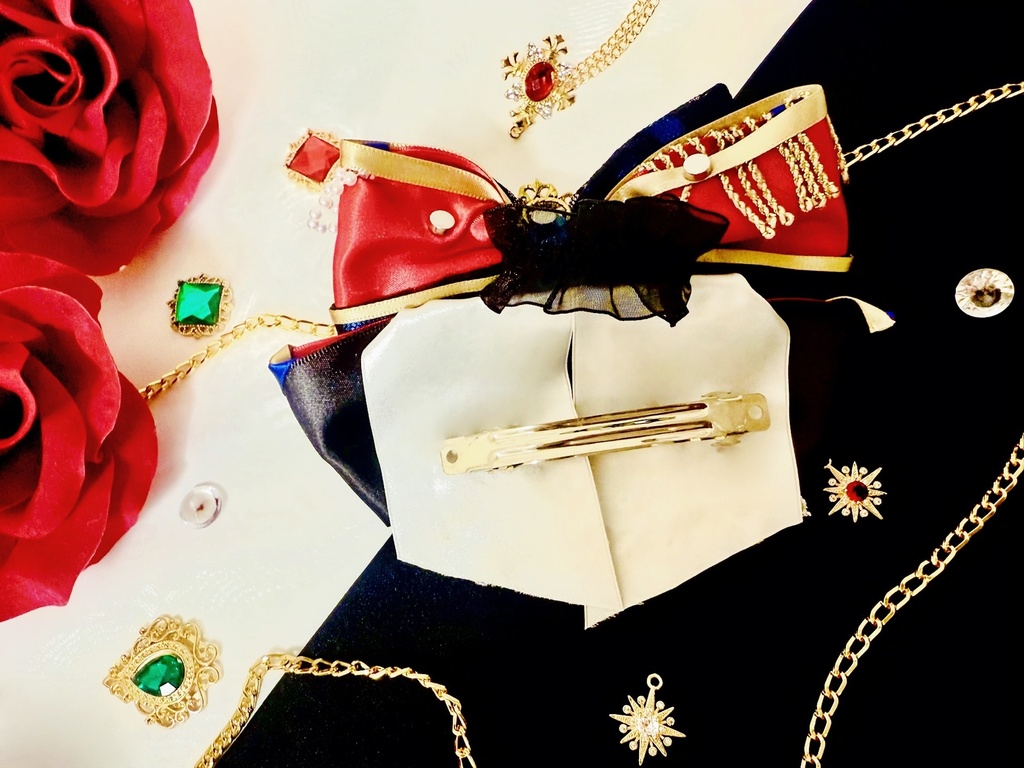 🌟 #天祥院英智 フィーチャー2 『絢爛遊戯』衣装モチーフ🌟 ”ペンラリボン*バレッタにもなる” リボンチャーム🎀