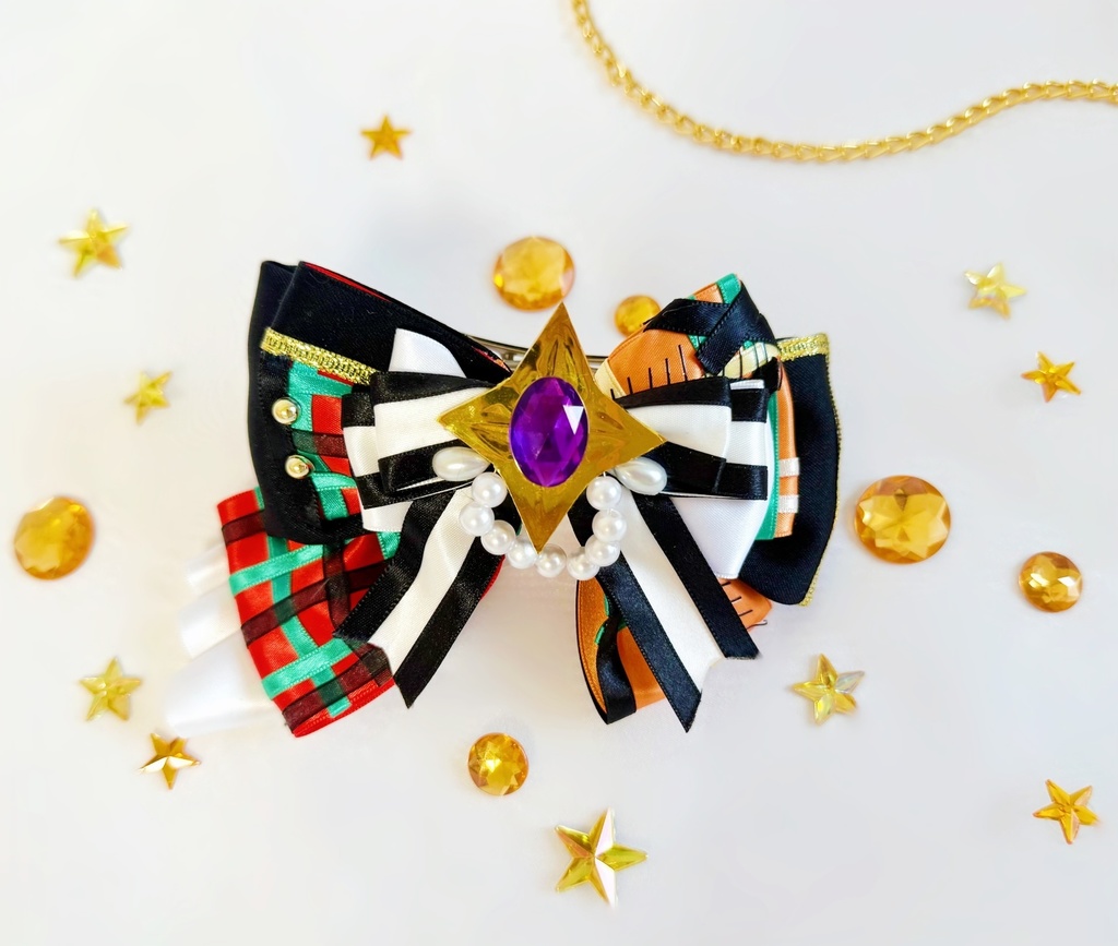 🌟 trickstar 『HAPPY ANNIVERSARY』衣装モチーフ🌟 ”ペンラリボン＊バレッタにもなる” リボンチャーム🎀