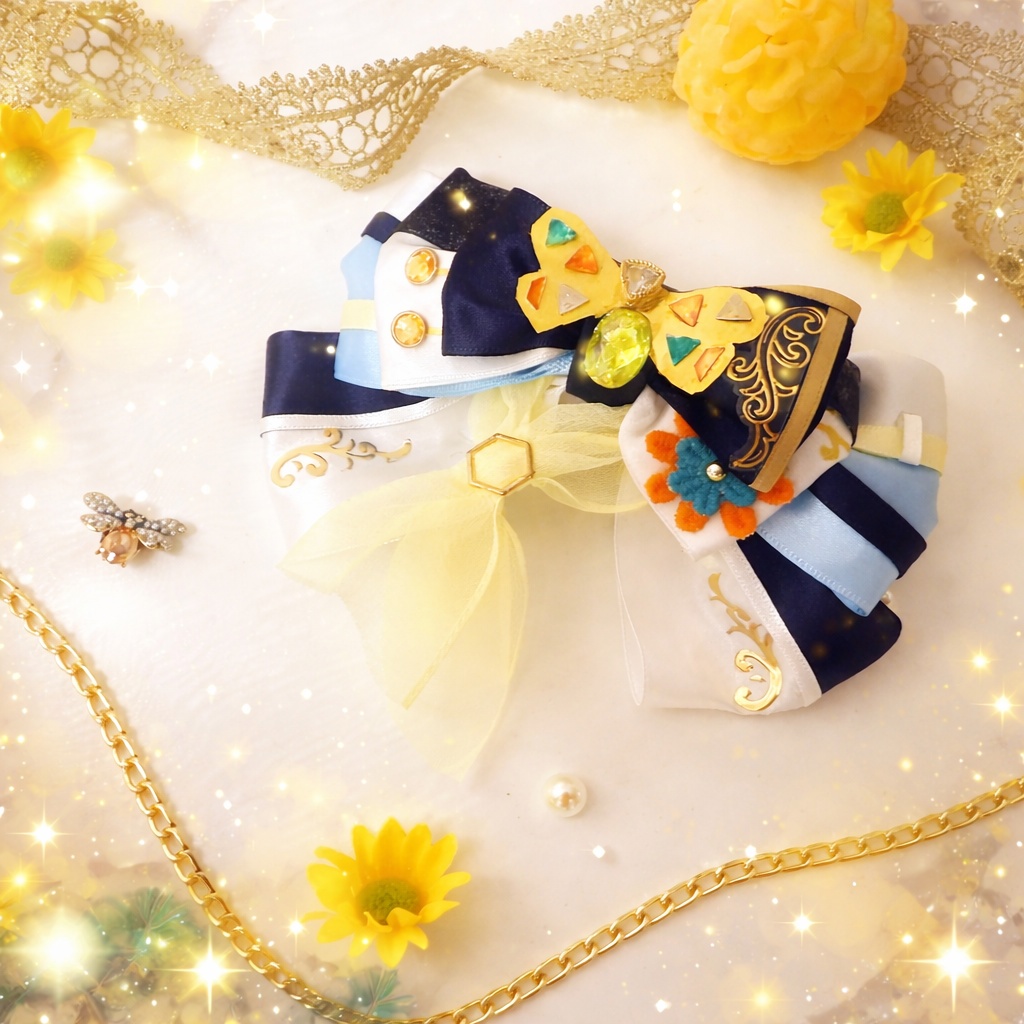 🐝💍 #CrazyB 『ハニートラップ・マリアージュ』衣装モチーフ💍🐝 ”ペンラリボン*バレッタにもなる” リボンチャーム🎀