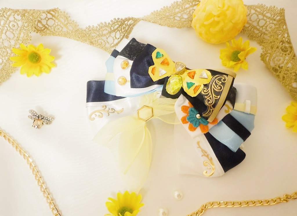 🐝💍 #CrazyB 『ハニートラップ・マリアージュ』衣装モチーフ💍🐝 ”ペンラリボン*バレッタにもなる” リボンチャーム🎀