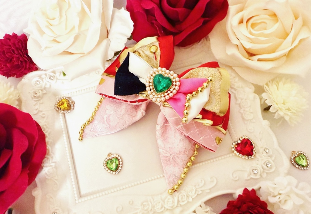 ⚔️❤️ Knights Heart Collector 『ラブコレクター』衣装モチーフ❤️⚔️ ”ペンラリボン*バレッタにもなる” リボンチャーム🎀✨