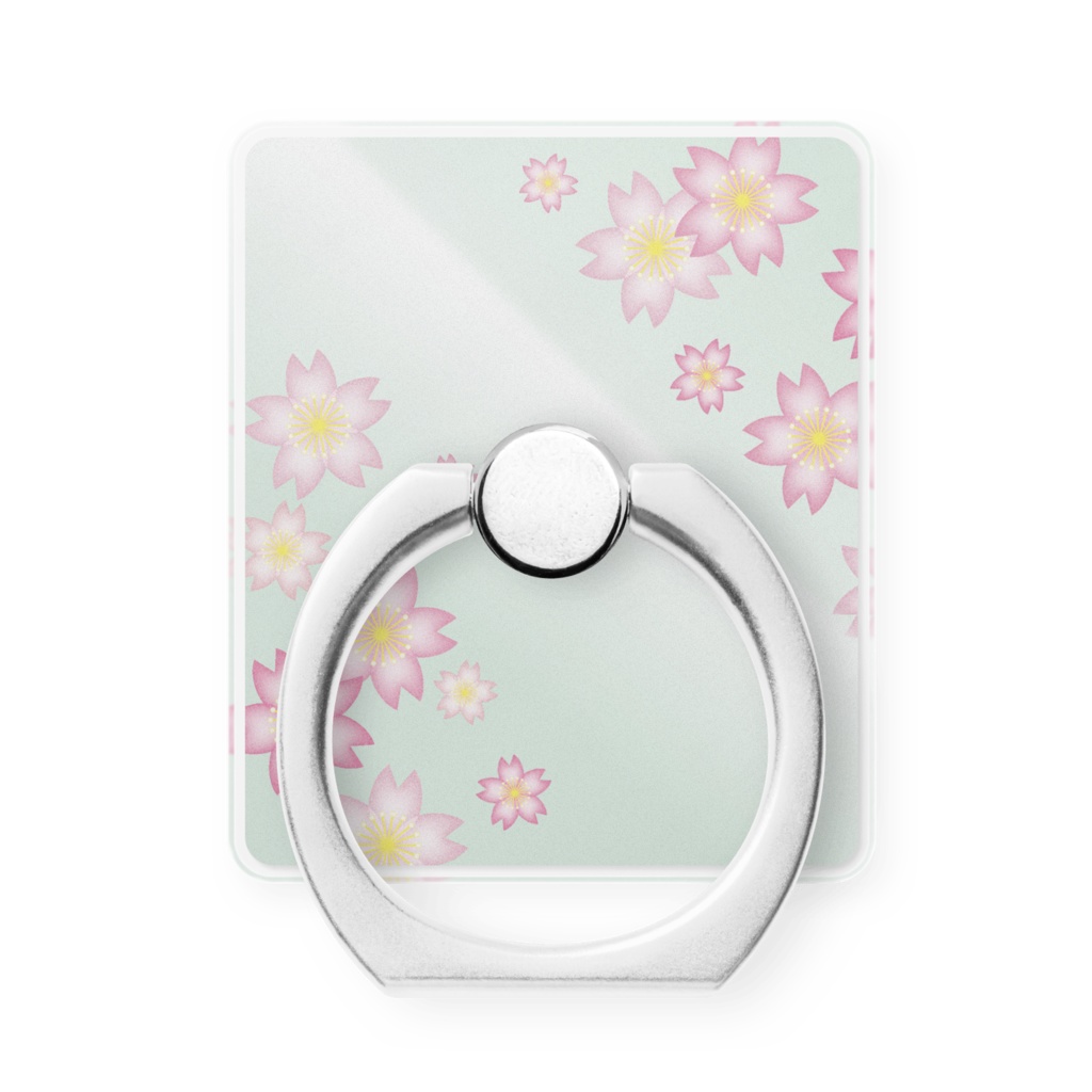 0122　花柄　桜　4-2　グリーン　スマホリング