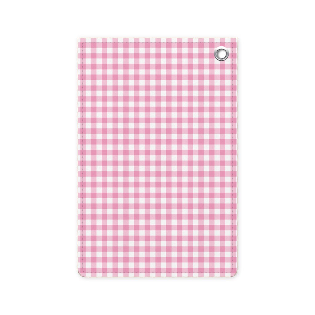 0118　ギンガムチェック　5　ピンク　パスケース