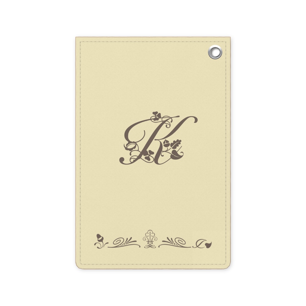 0190 アルファベット イニシャル K クリーム 11 パスケース