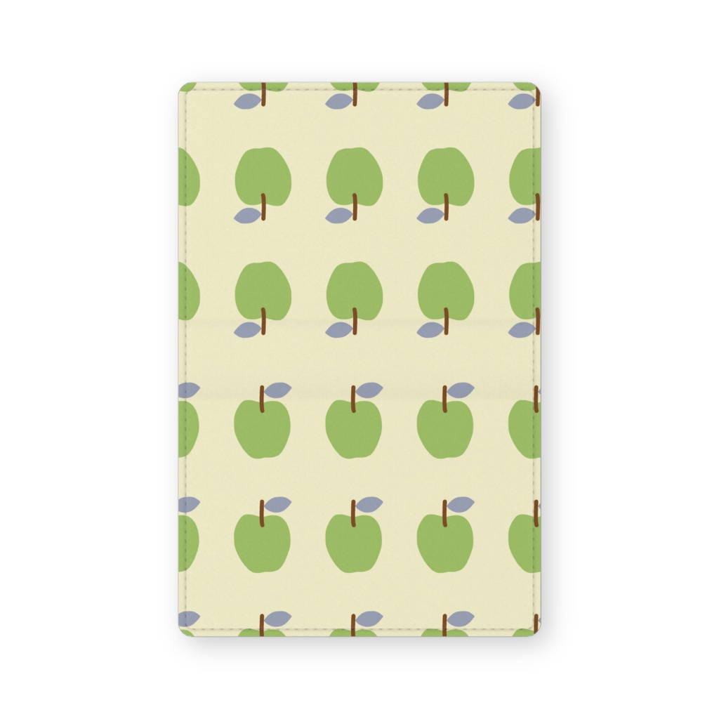 0089　北欧　青リンゴ　パターン　クリーム　カードケース　名刺ケース
