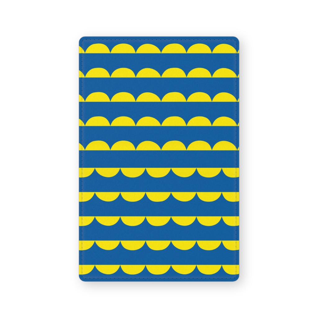 0098　北欧　ウロコ　パターン　ブルー×イエロー　カードケース　名刺ケース
